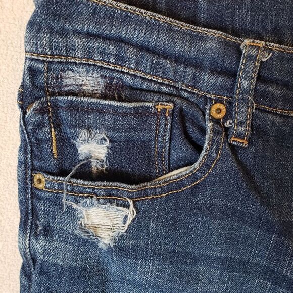 Abercrombie & Fitch NY Perfect Stretch rip/distressed jeans, embroidered, sz 0, - Picture 6 of 8